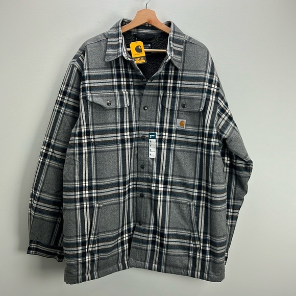 Carhartt Other - Carhartt Relaxed Fit Flannel Sherpa Lined Shirt Jac Shacket Jacket Mens XL New